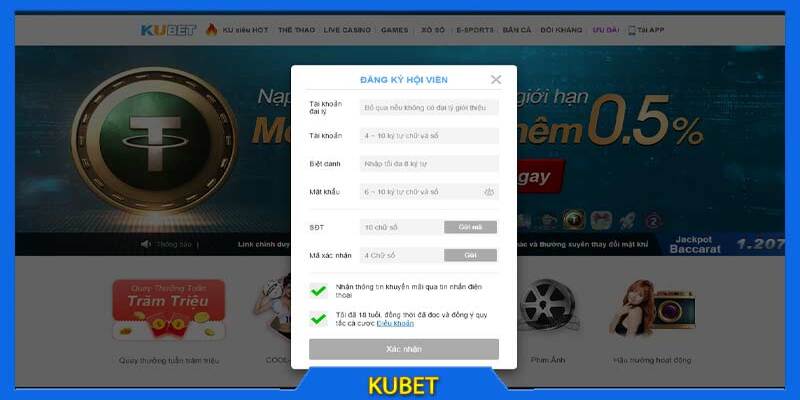 Biểu mẫu đăng ký chơi kèo bóng đá tại Kubet